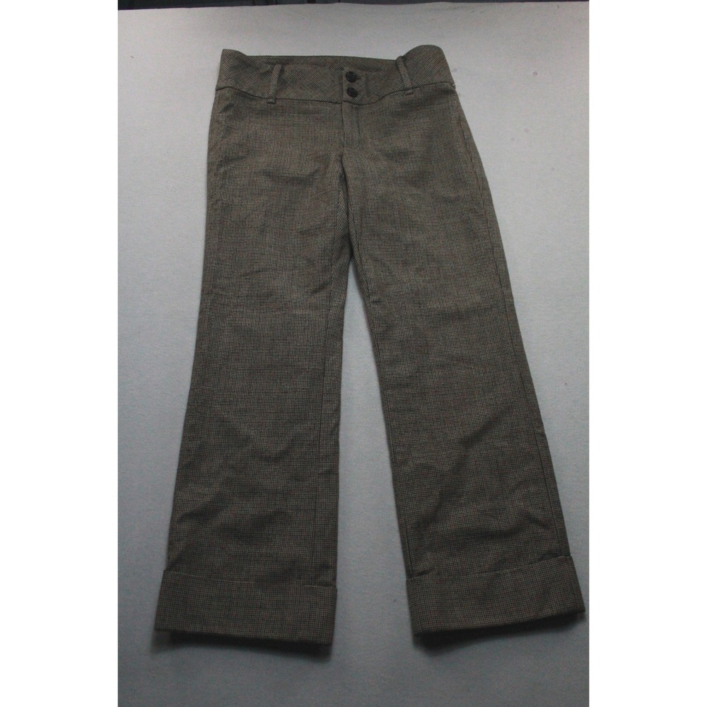 Banana Republic Trousers Women 6 Brown Excellent Wool Blend Houndstooth Cuffed